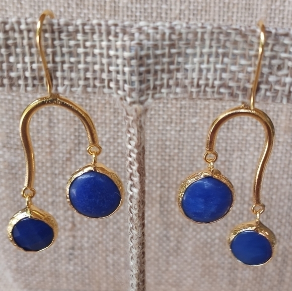 ROYAL Blue Dangle Earrings - Picture 3 of 4